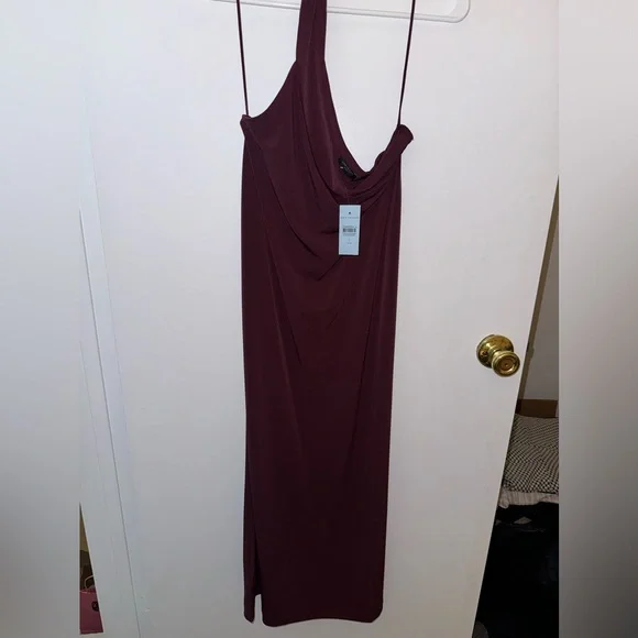 ann taylor one shoulder dress Dark blue cotton blend ANN TAYLOR LOFT one shoulder dress 0
